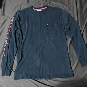 Simply Southern Navy and Pink Long Sleeved T-shirt. Size Small.